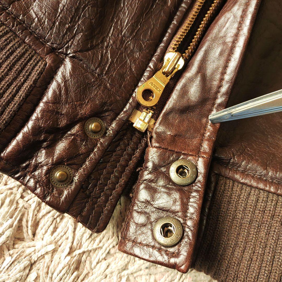 【XL・ホースレザー】AVIREX 馬革　レザージャケット　ブラウン