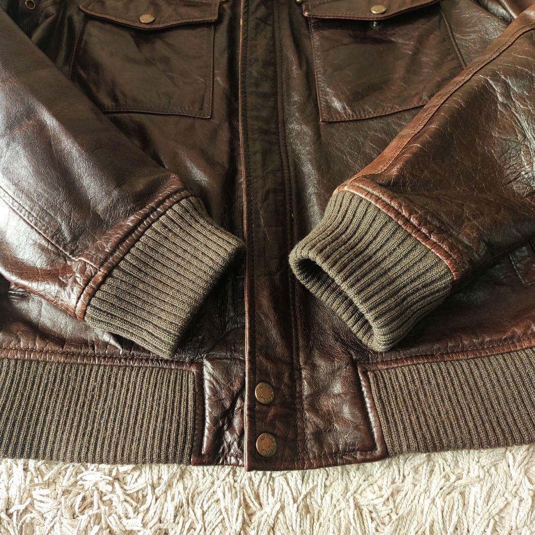 【XL・ホースレザー】AVIREX 馬革　レザージャケット　ブラウン