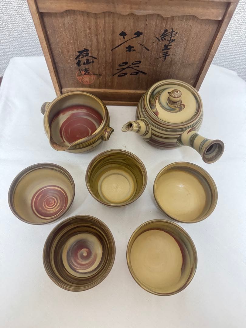 常滑焼 友仙 練上手茶道具のセット