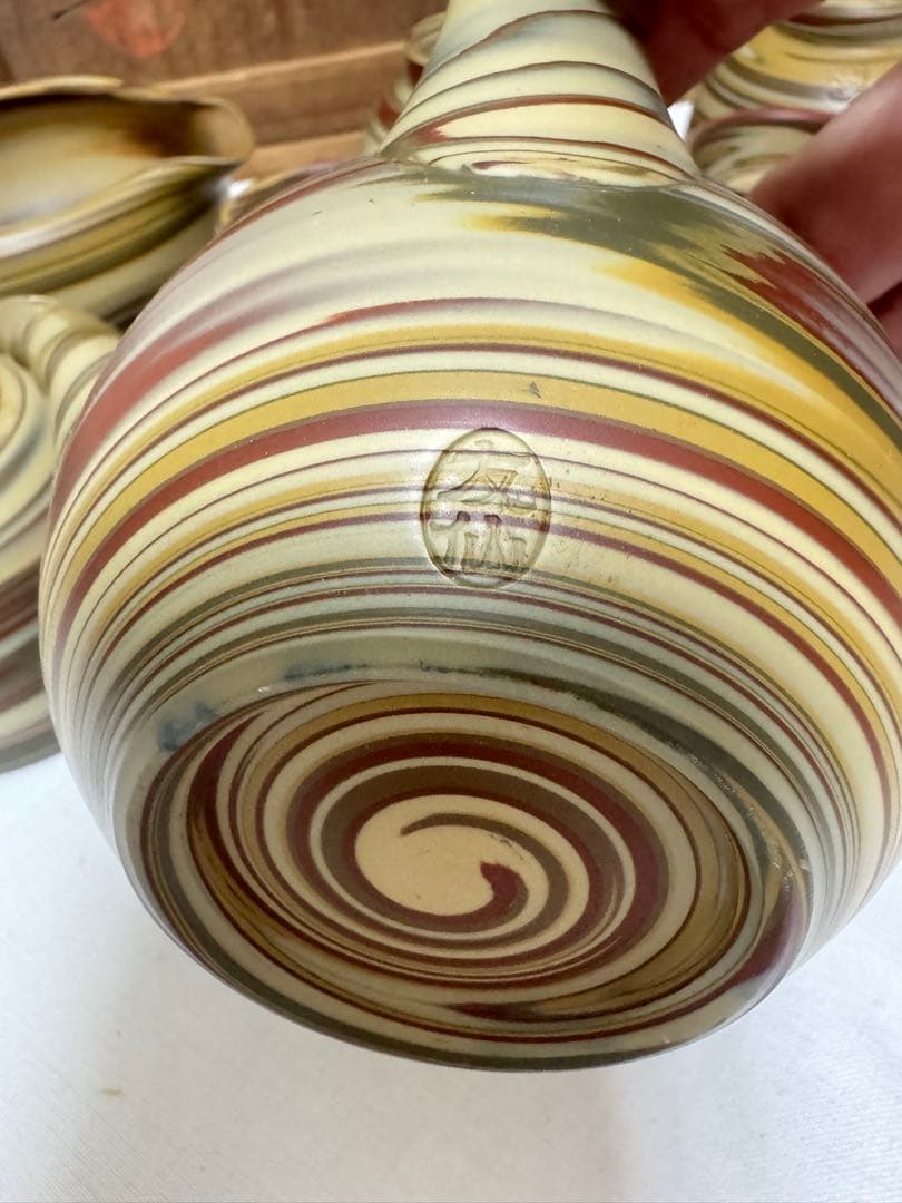 常滑焼 友仙 練上手茶道具のセット