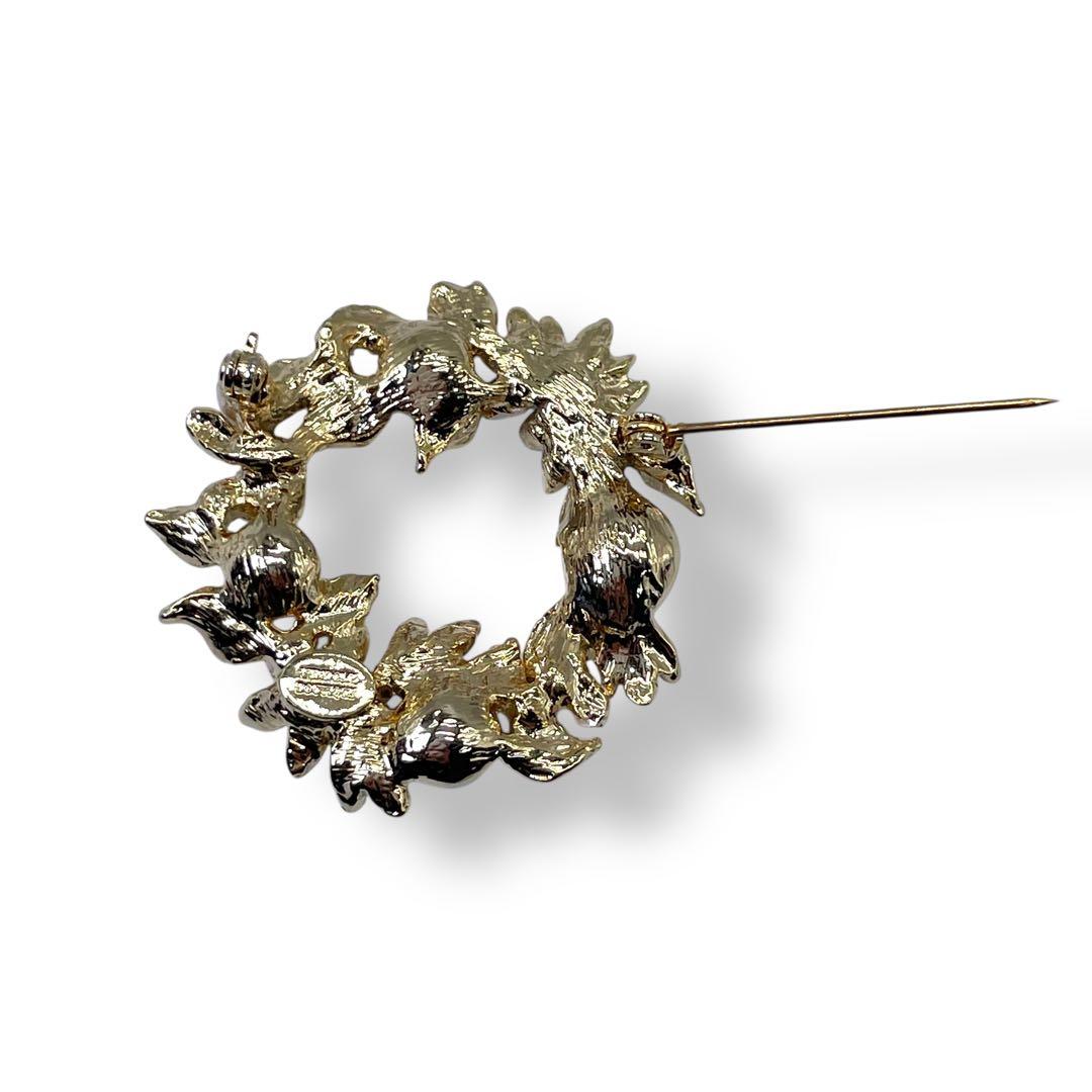 VENDOME BOUTIQUE 貝パール リースブローチ ストーン フラワー