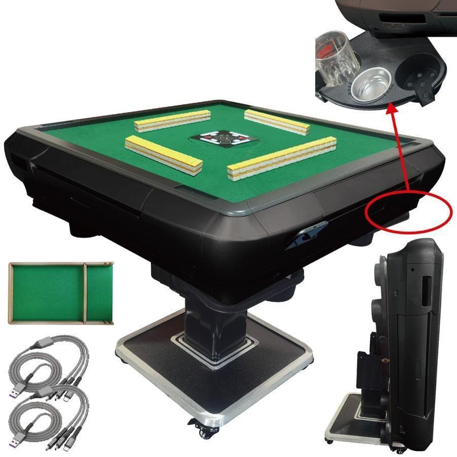 全自動 麻雀卓 静音 折り畳み式 キャスター テーブルボード付（M黒：28mm）