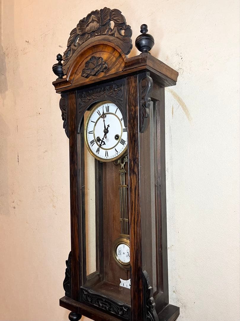 ユンハンス　黒柿　柱時計　古時計　振り子　レトロ　ゼンマイ　ボンボン　精工舎