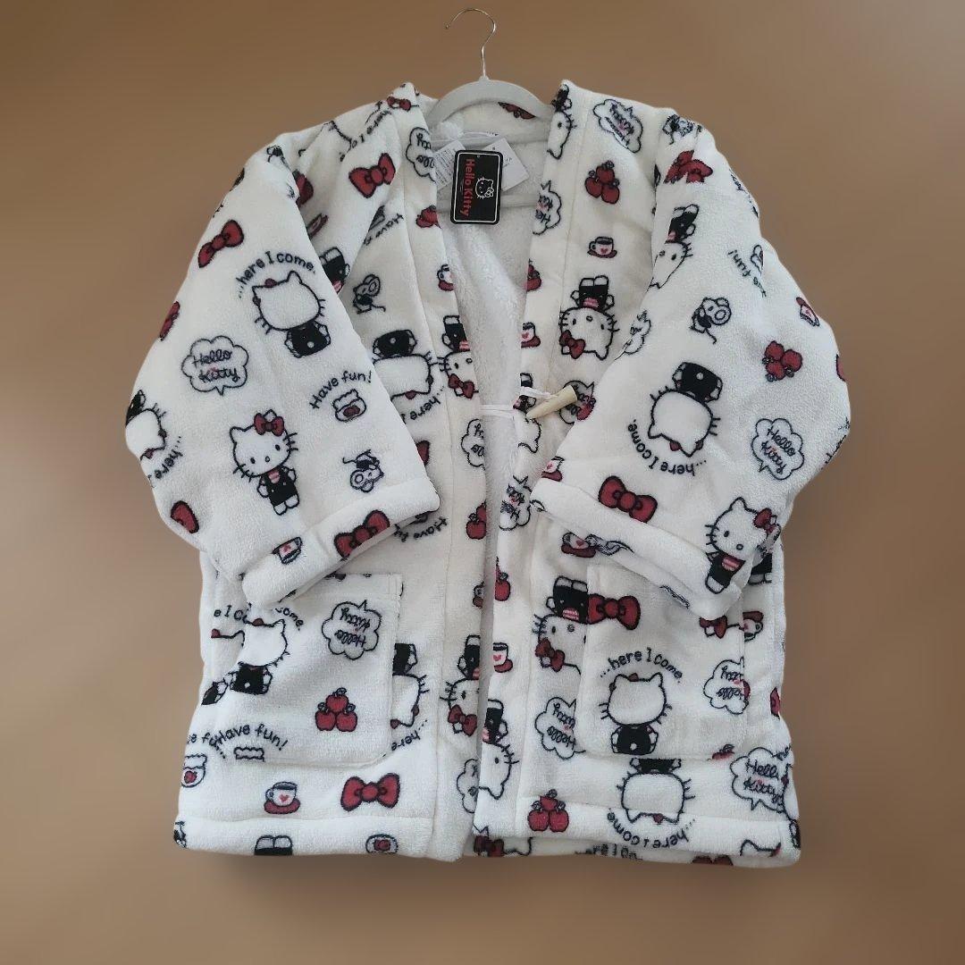 ハローキティ ルームウェア 半纏 フワモコ ホワイト レトロ 新品 未使用