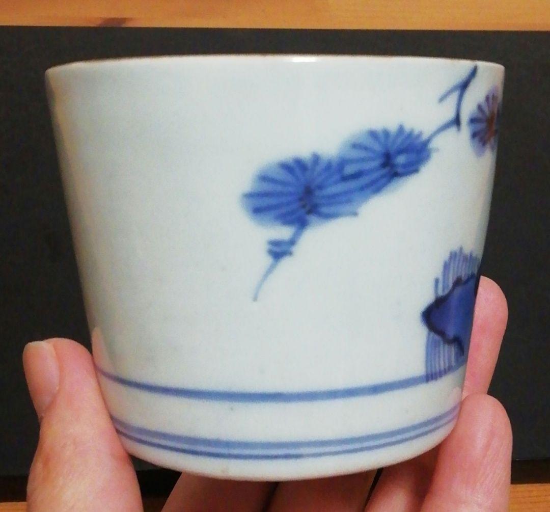 古伊万里　染付　蕎麦猪口　花鳥図　四客　食器