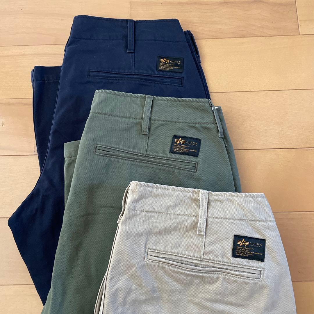 新品 ALPHA アルファインダストリーズ チノパン 3色セット Mサイズ