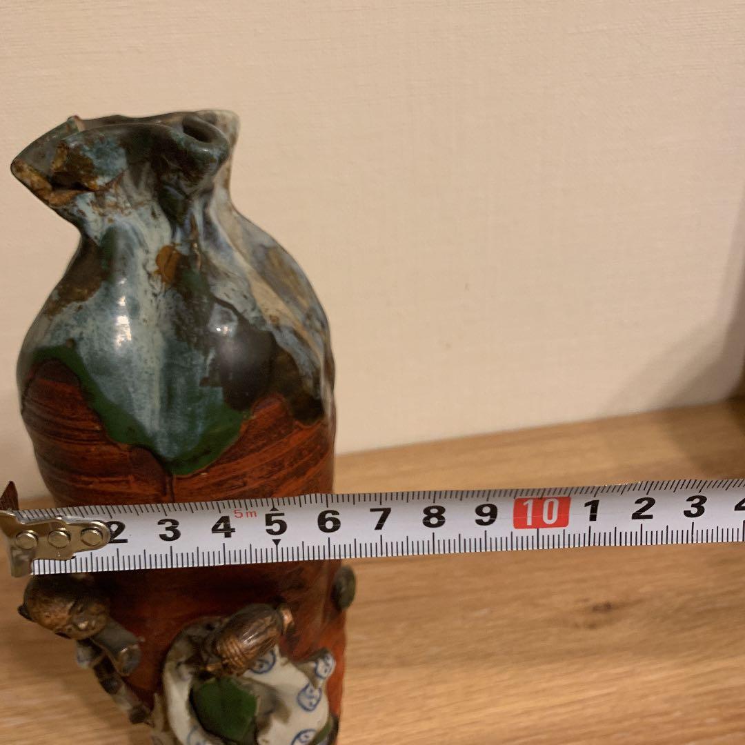 隅田焼　高浮雕人物花瓶　アンティーク　1客