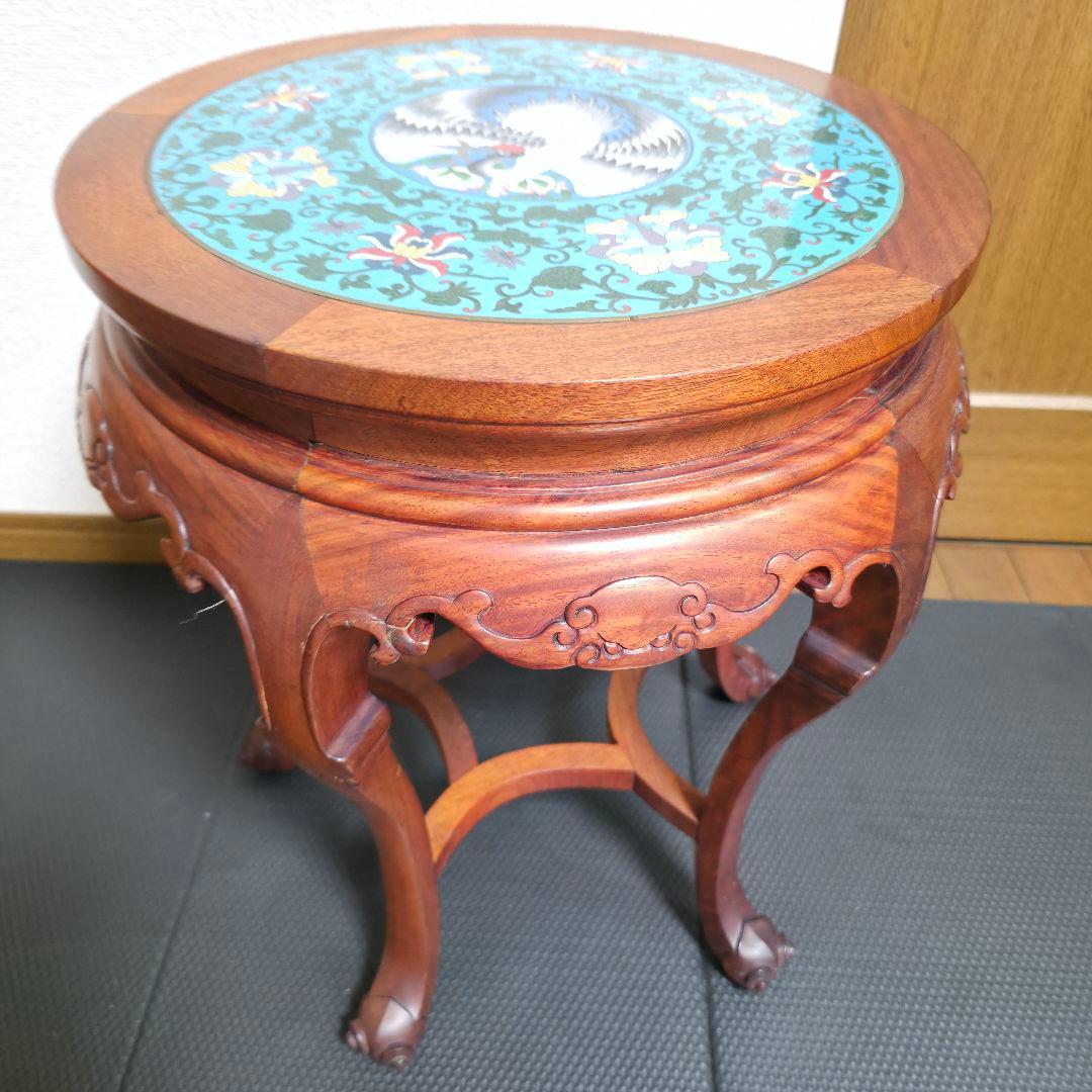 【188】景泰蘭　七宝天板　サイドテーブル　花台飾り台置台装飾時代 唐物中国美術