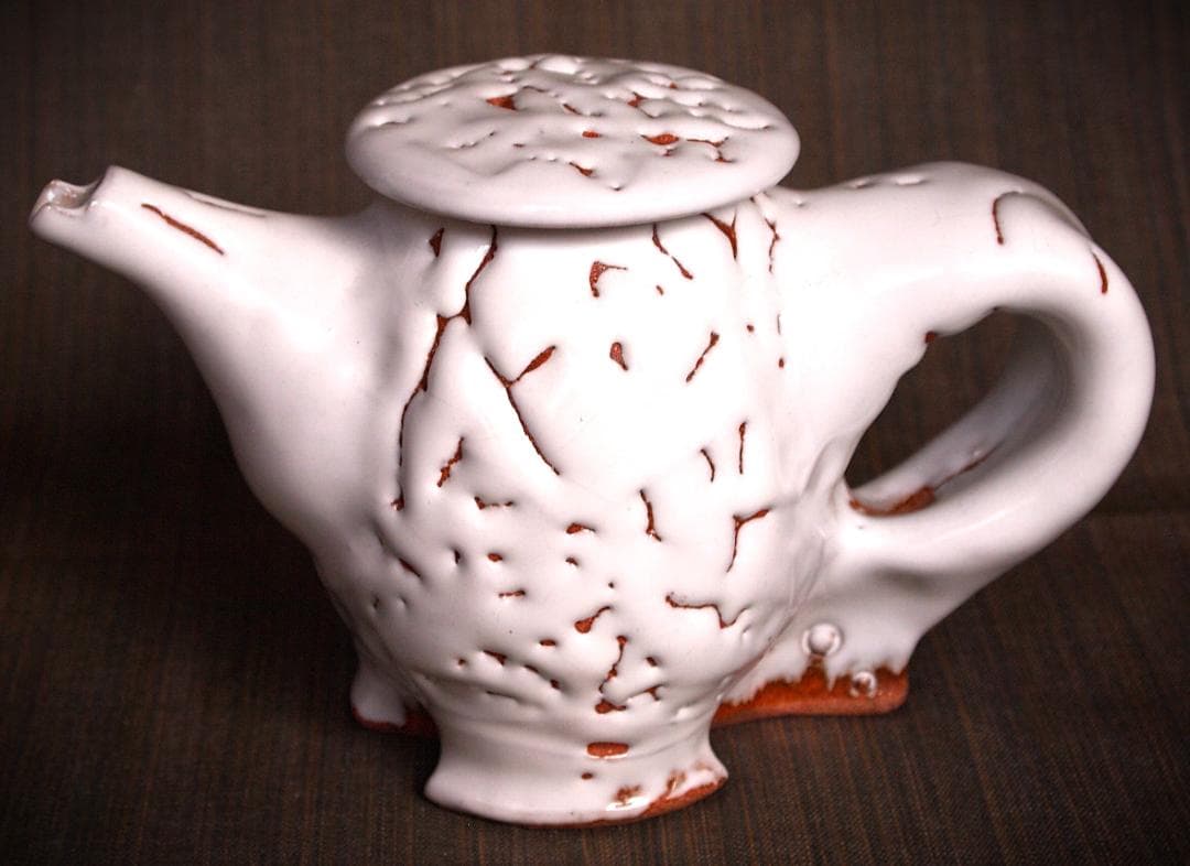 新作★時松泰礼【師：松野龍司】★白萩ティーポット（急須）★共箱