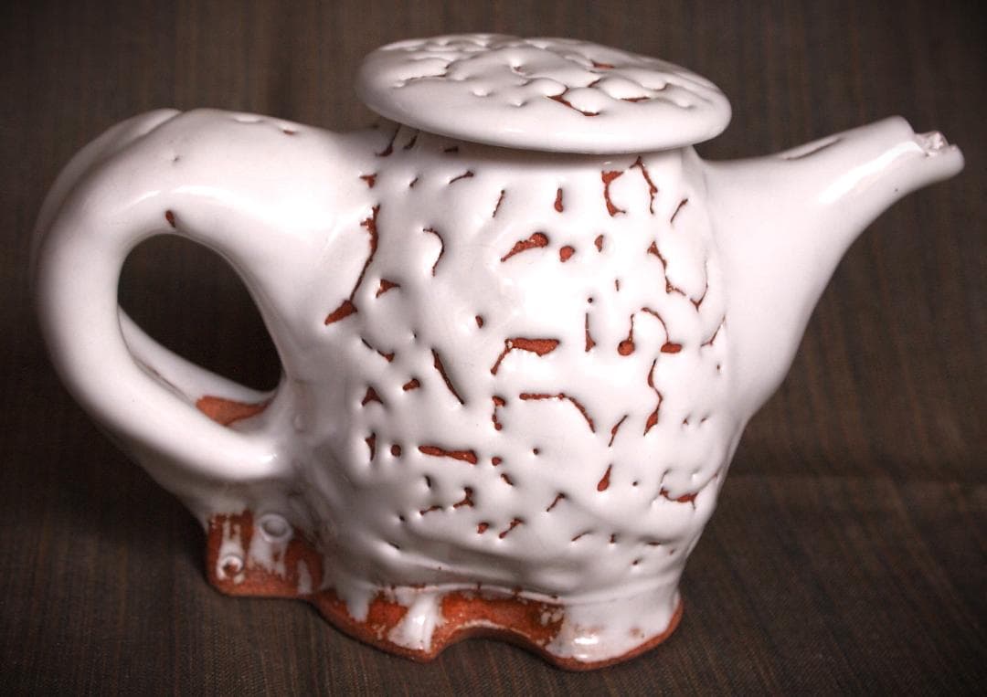 新作★時松泰礼【師：松野龍司】★白萩ティーポット（急須）★共箱