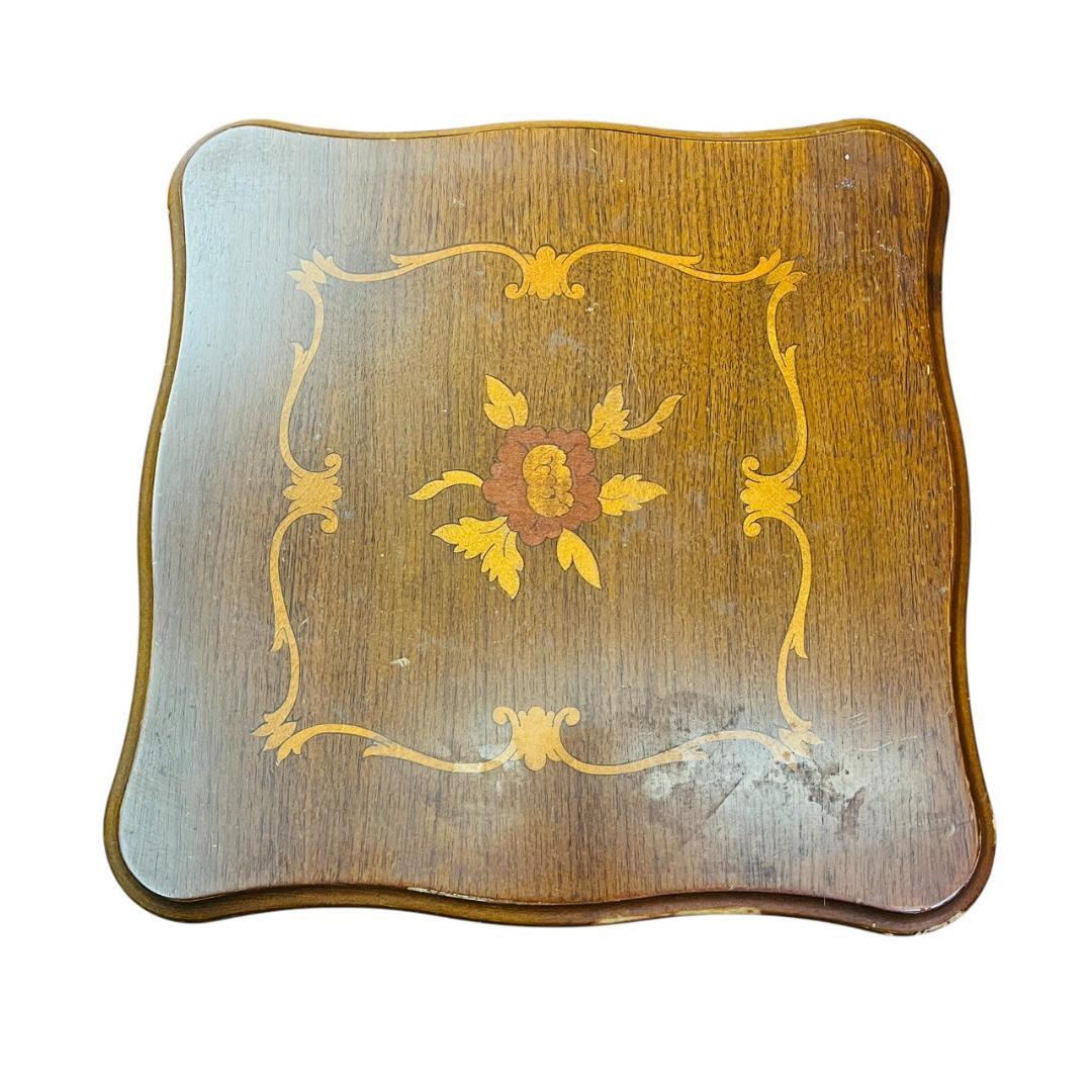 象嵌入り　ネストテーブルセット アンティーク　猫脚　3台