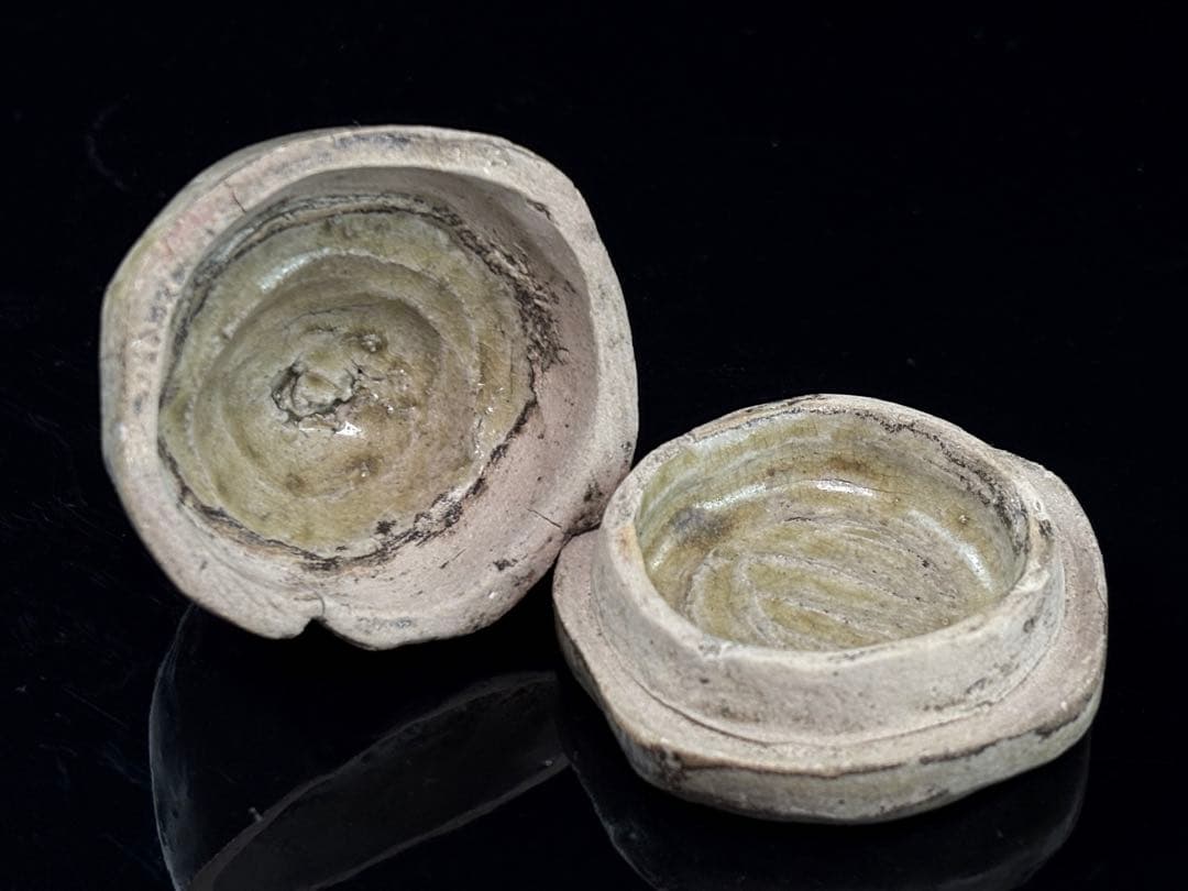 江戸末期 瀬戸焼名工【加藤春岱】古御深井 寿老人 香合 共箱 R7112338