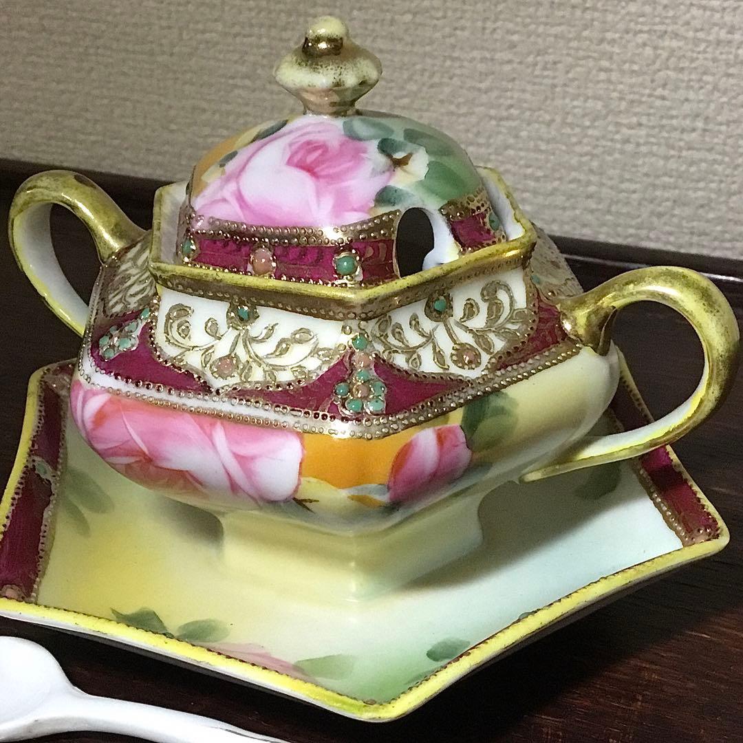 オールドノリタケ◆シュガーポット◆金彩 薔薇