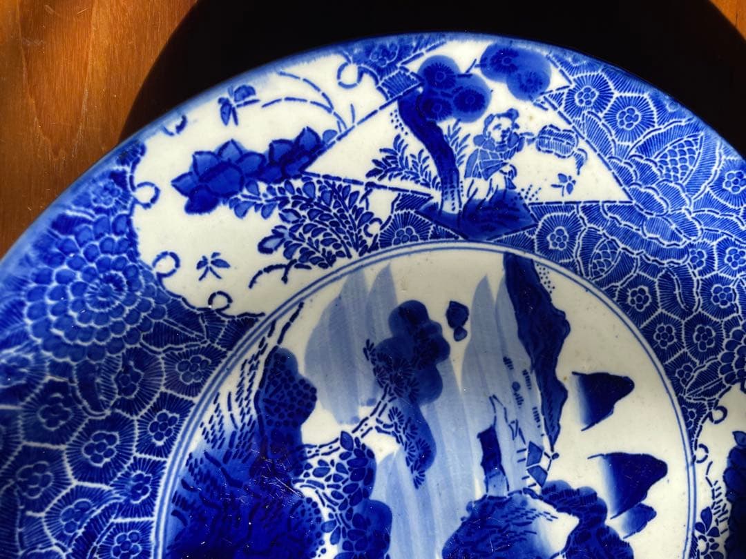 骨董 古伊万里　染付　35cm 大皿