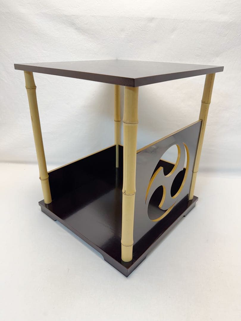 ほぼ未使用 茶道具 平安 光入作 巴棚 圓能斎好写 溜塗 共箱