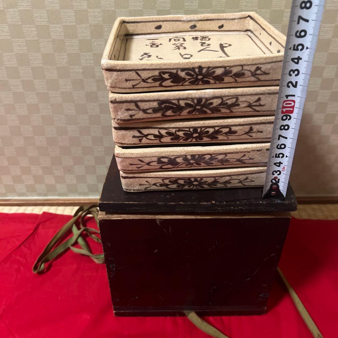 乾山省　絵変皿五客　時代箱