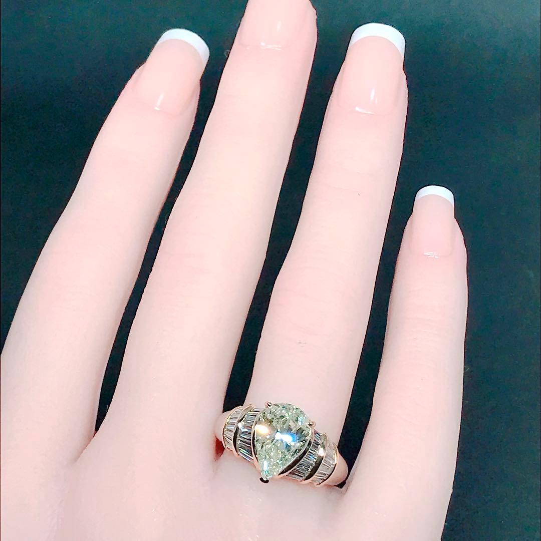 3ctアップ 超大粒 ダイヤモンドリング ペアシェイプ テーパーバケット 希少