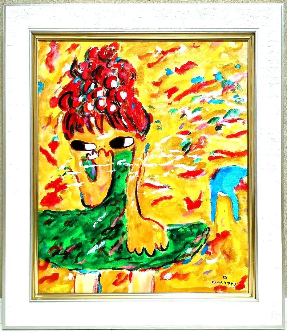 【SALE】［F8号］ロッカクアヤコ/肉筆/手描き/表裏サイン有/油彩/アクリル