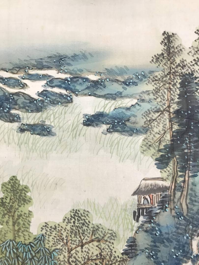 模写/田能村直入/山水図/山水人物図/春景山水図/掛軸/名家伝来/AH-721