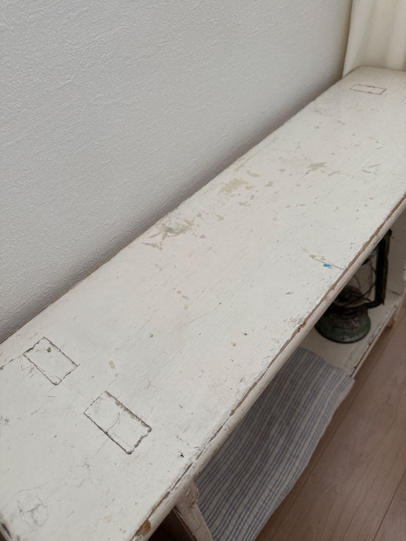 【英国直輸入】アンティーク ホワイト木製シェルフ