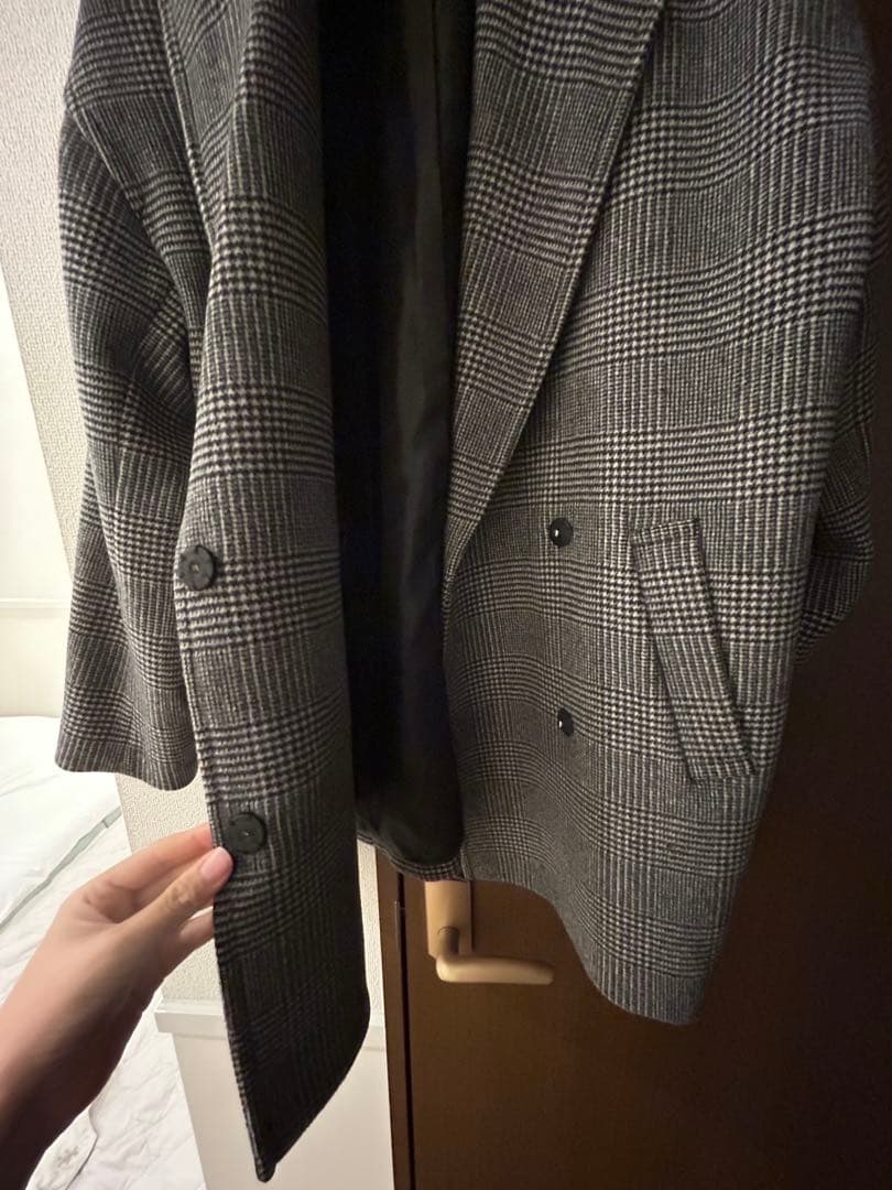 ジャーナルスタンダード　グレー チェック柄 ダブルブレストコート　38