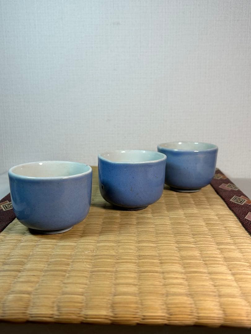 古伊万里　瑠璃釉　ぐい呑み 江戸時代後期　無傷　3点