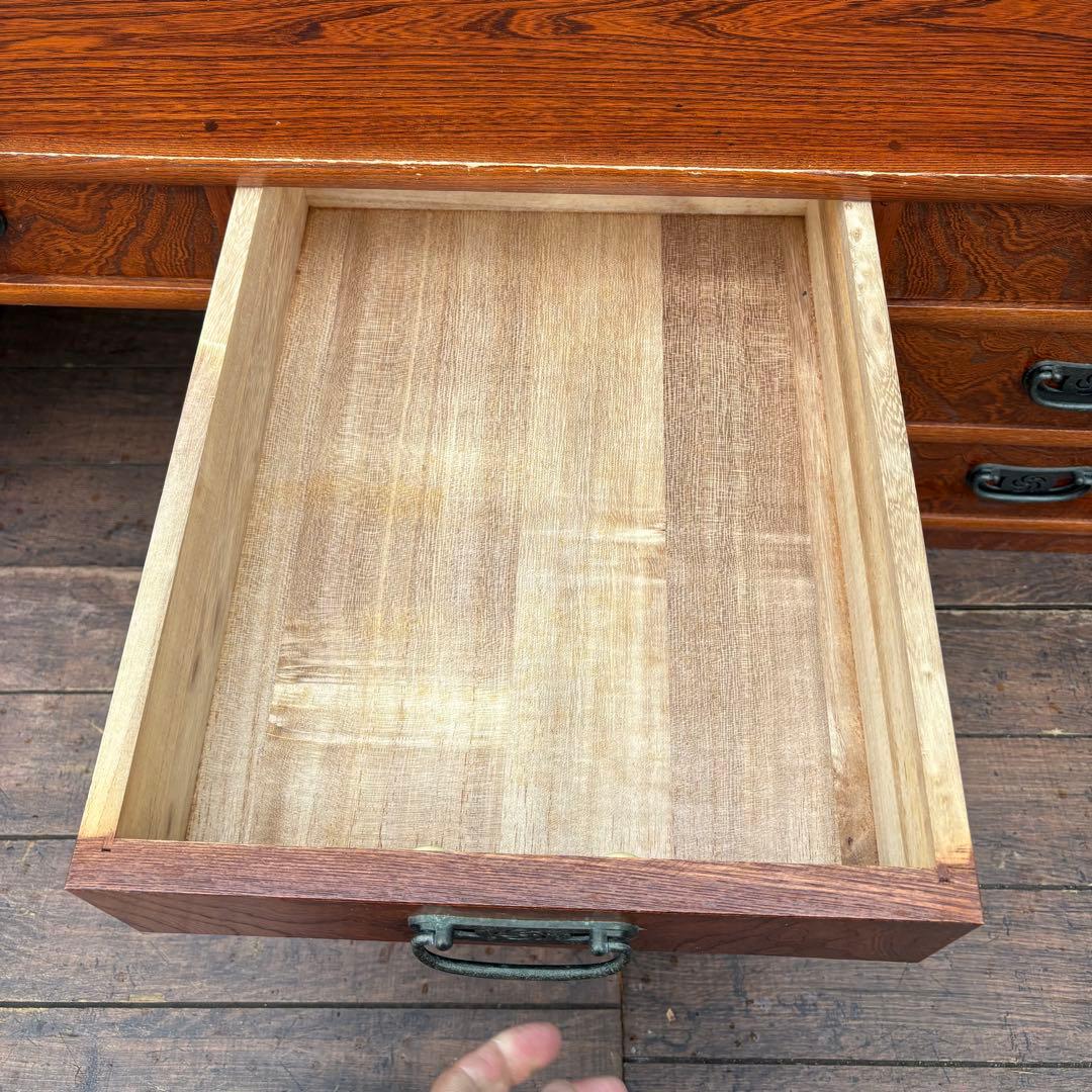 昭和レトロ 木製文机 座机 収納引き出し5杯 和家具 古家具 机 デスク 古道具