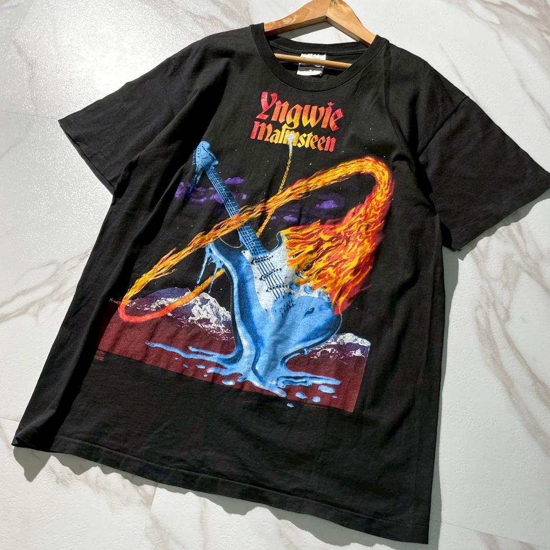 レア 90s　YNGWIE MALMSTEEN　バンド　Tシャツ　ブラック　黒