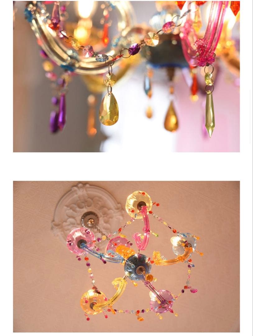 【新品未使用】LEDライト付・多色シャンデリア・5灯