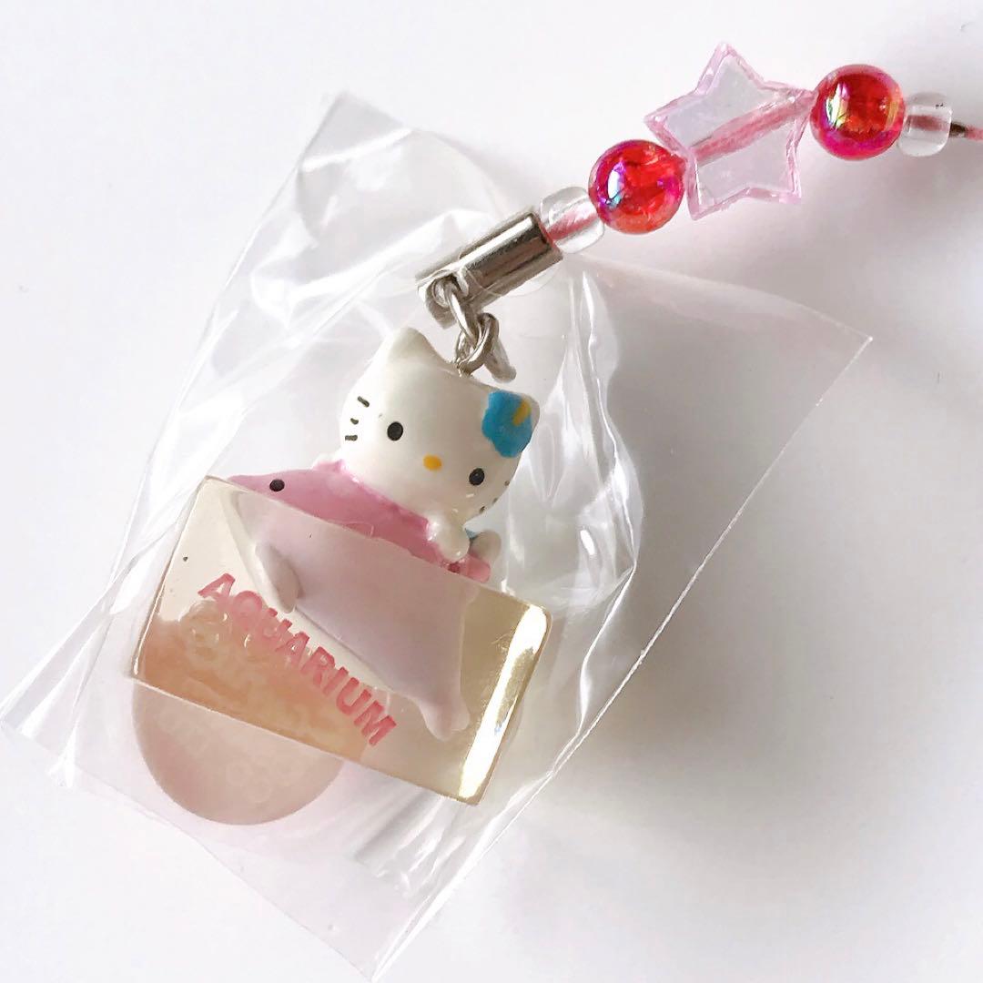 ご当地キティ★水族館限定★クリアキューブ★根付け★ストラップ★イルカ★ビーズ