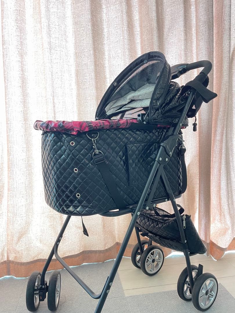 天使のカート　L 小物付き　ブラックキルト　黒 ペットカート