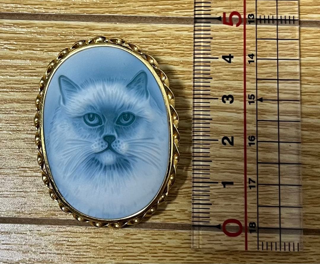 金18 カメオ　猫