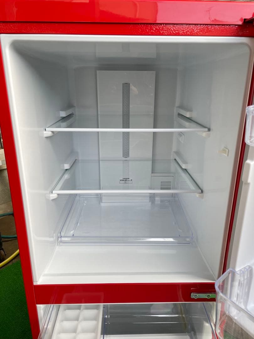 637極美品✨ エディオン レトロインバーターおしゃれレッド 2ドア冷蔵庫 単身