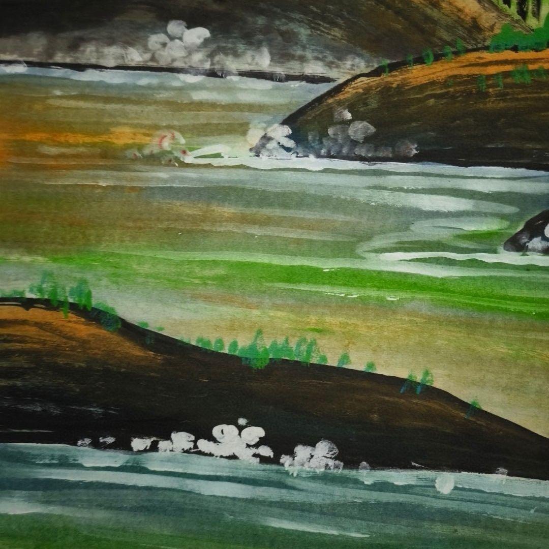 中国画 林風眠 郷土情 田園風景 中堂 掛け軸 防偽仕様