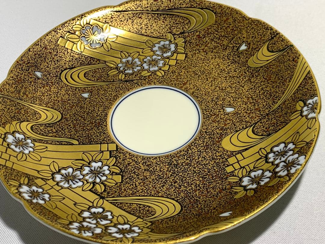 有田焼　染錦　古伊万里様式 　蒔絵 花筏　幸楽窯　カップ＆ソーサー 2客