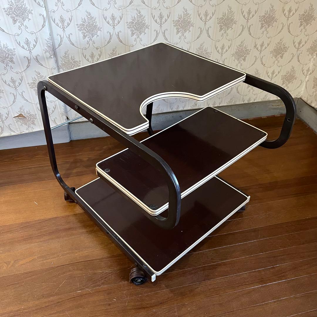 【アンティーク】アイアンフレーム キャスター付き サイドテーブル ワゴン 古道具