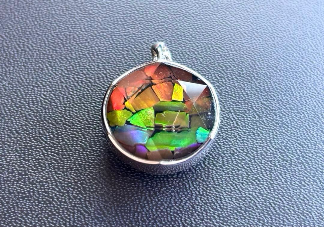 ナデシコ　究極品質　レインボーアンモライトとシルバーギベオンの六芒星PT