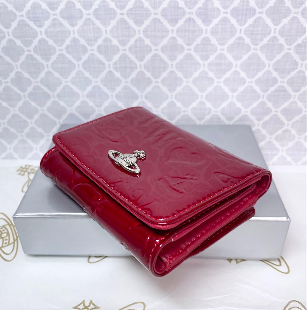 【内側に素敵な柄あり✨️】Vivienne Westwood 3折財布 エナメル赤