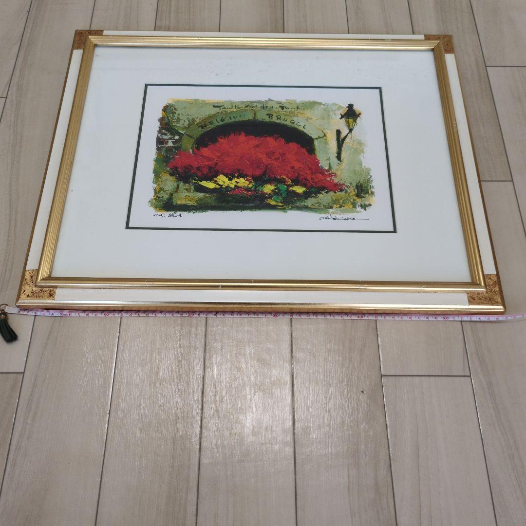 石岡剛 油彩画 ベルギー窓辺の花