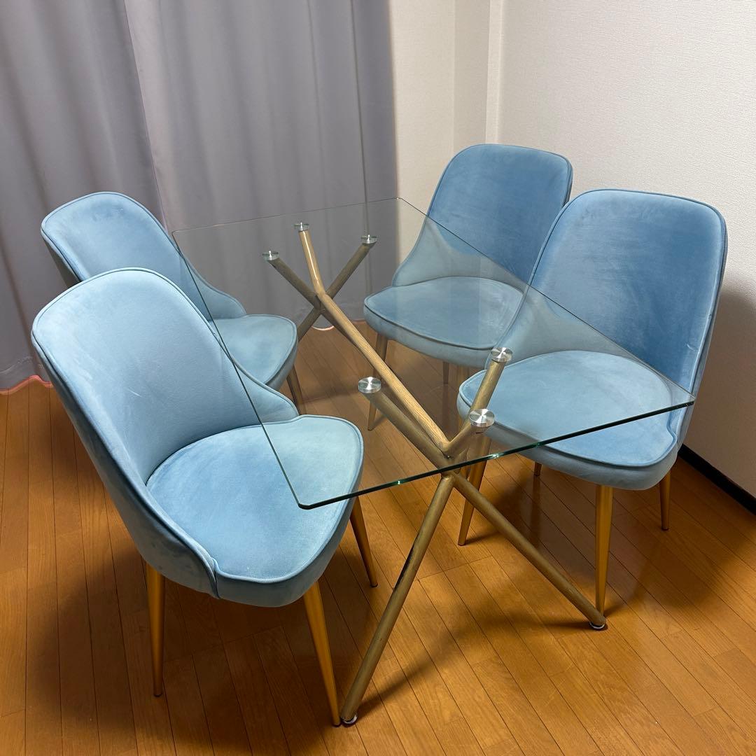 【美品✨総額２０万over／オーダーメイド】　ガラスダイニングテーブル　チェア