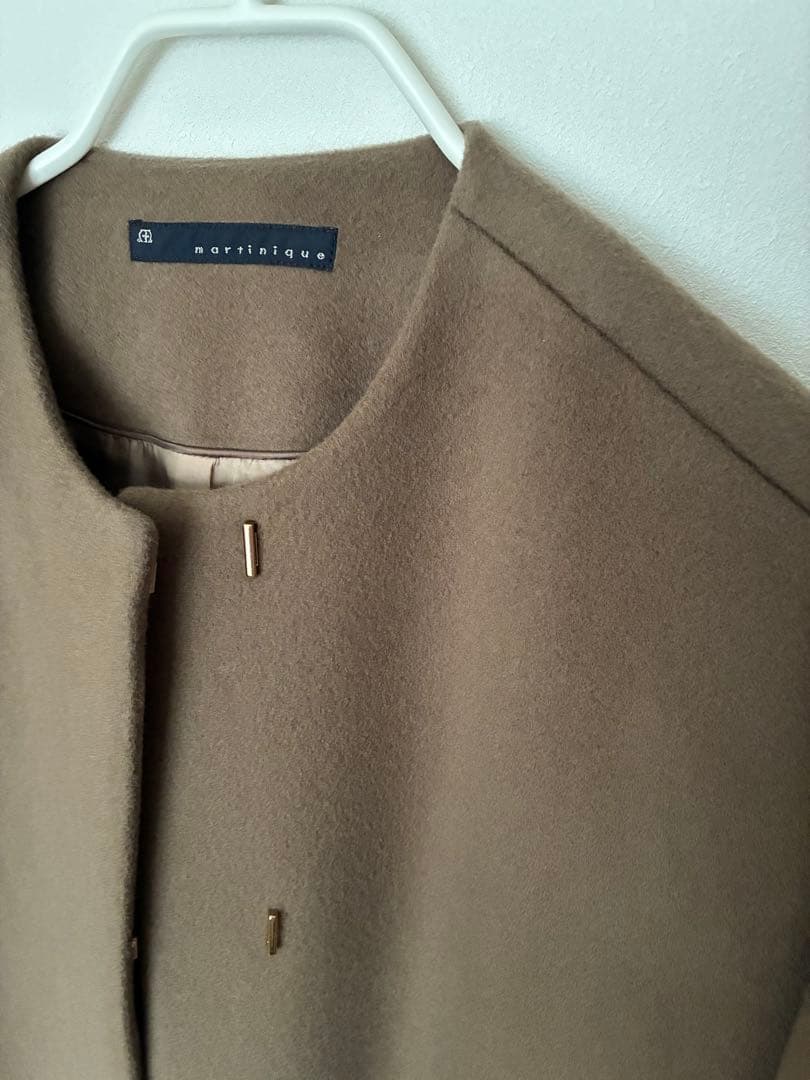 2023AWマルティニーク ドロップショルダーノーカラーコート　モカ　ブラウン