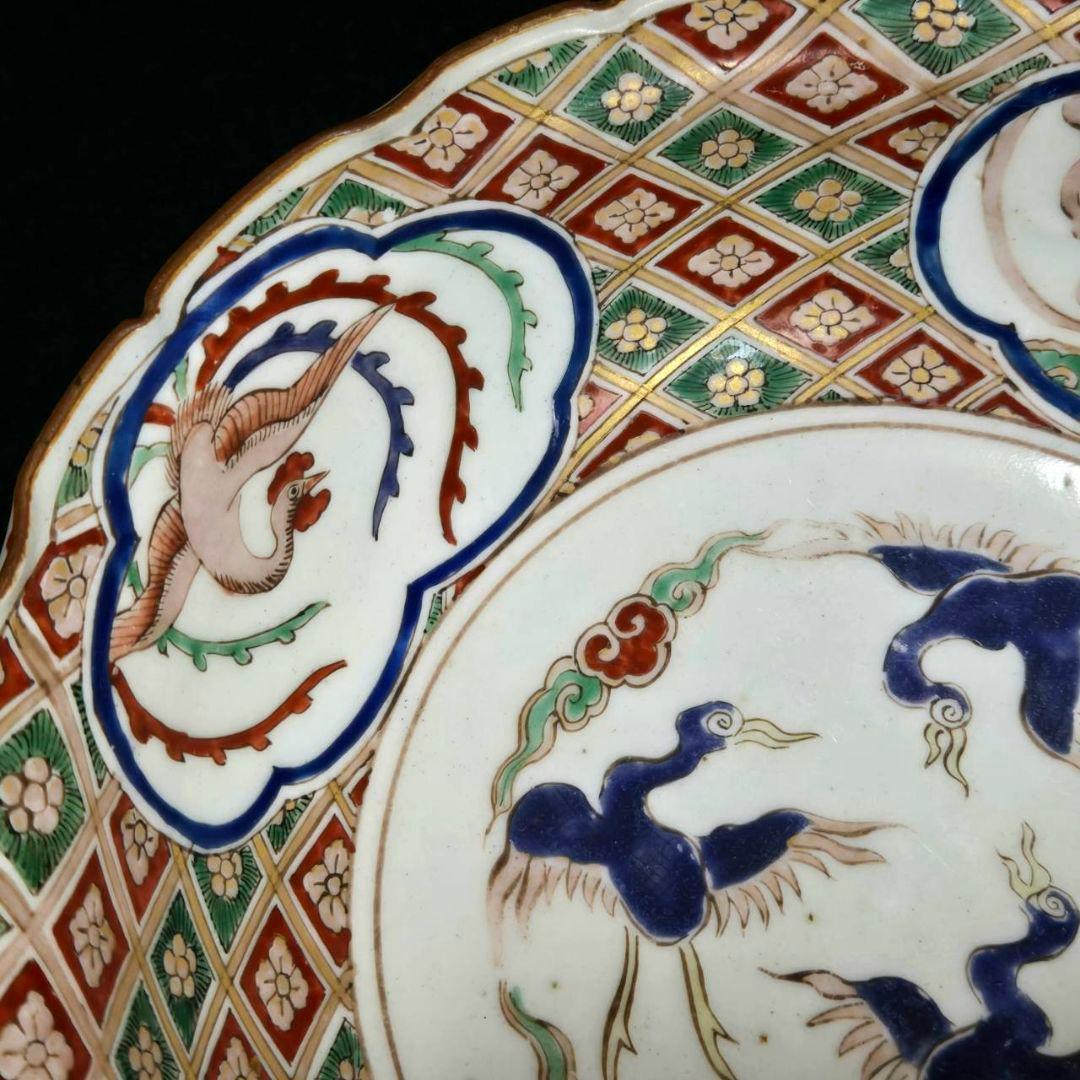 23-545 古伊万里色絵金彩　海鵜紋様深鉢