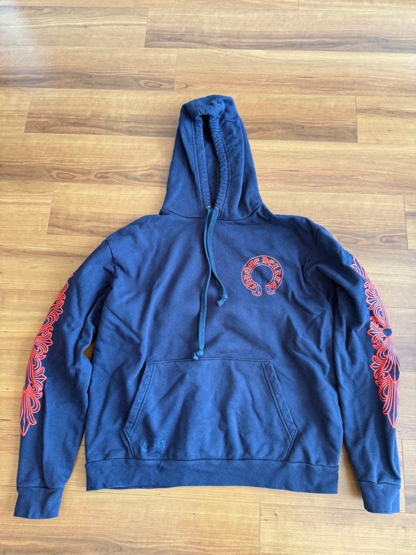 Chrome Hearts Horseshoe Hoodie ネイビー赤