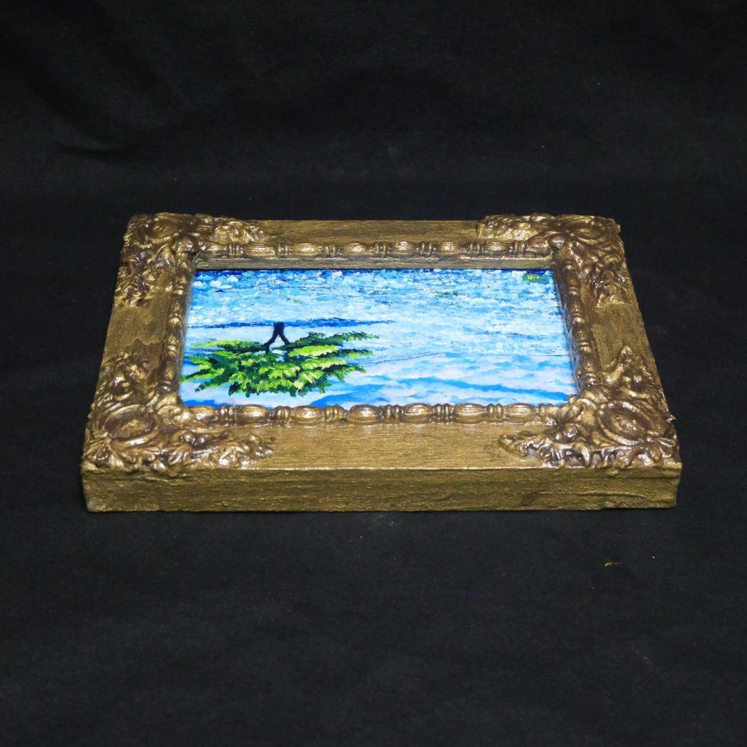 油絵 油彩 油彩画 絵 絵画 キャンバスパネル ミニ絵画【ネモフィラの丘】