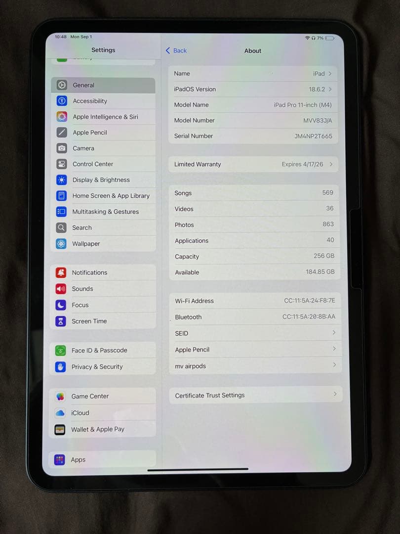 【早い者勝ち】iPad Pro 11in M4 バッテリー100% 256GB