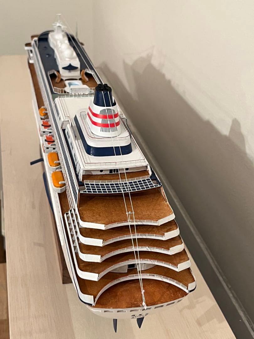 飛鳥II 完成品　木製型　船　モデル　ウッディジョー　手作り