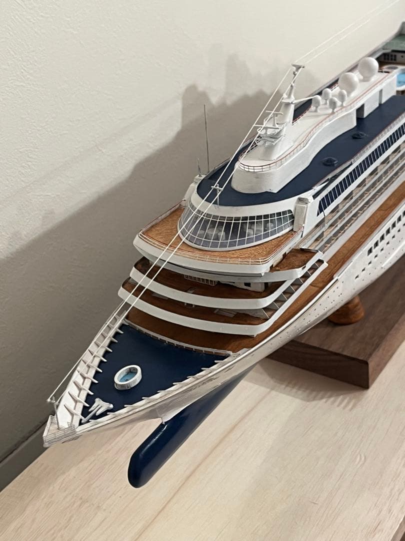 飛鳥II 完成品　木製型　船　モデル　ウッディジョー　手作り