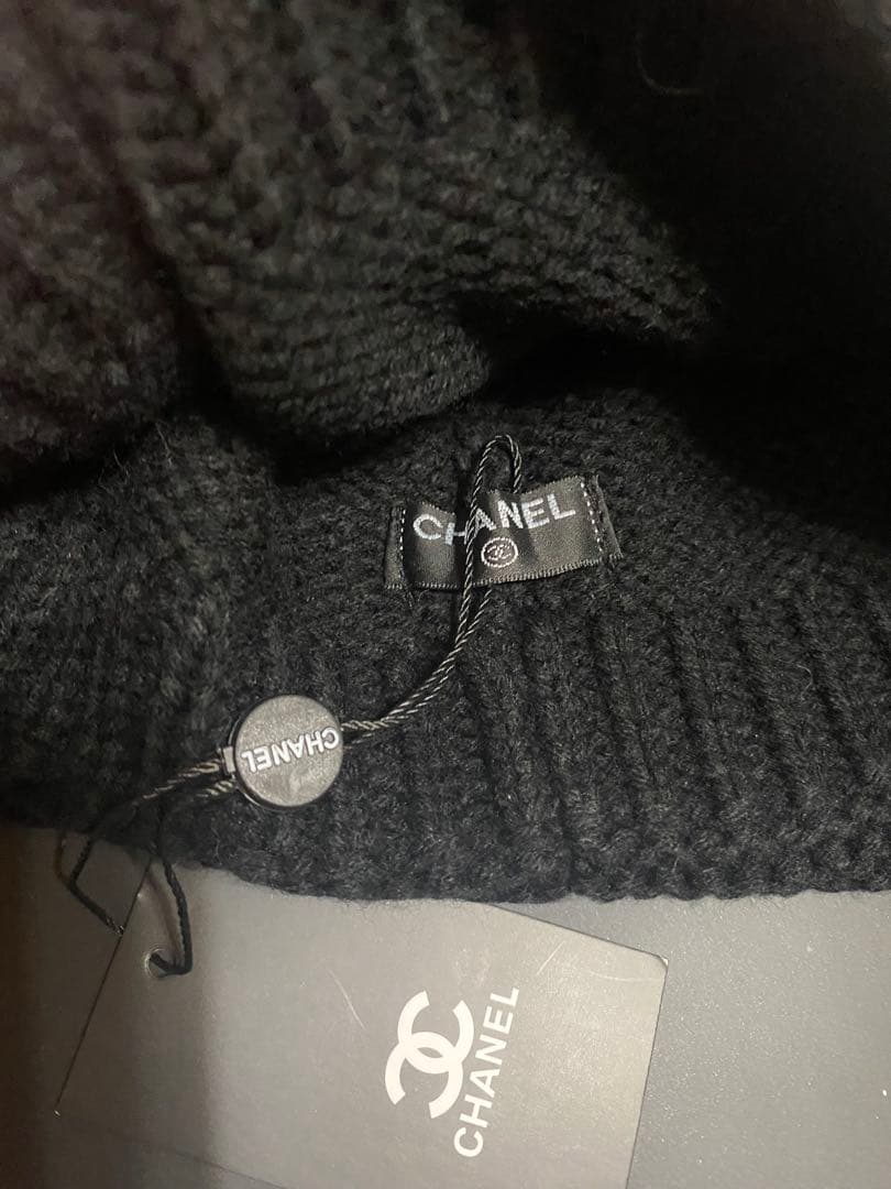 限定❤️CHANEL ニット帽 ブラック/ホワイト