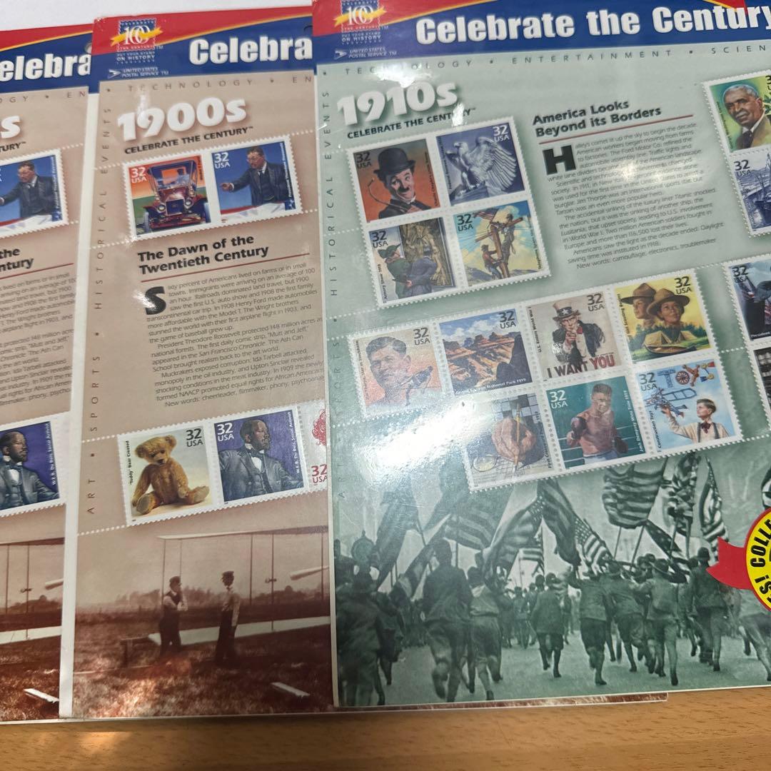 ★＄高騰【USA　切手シート1900年～1980年まで10枚まとめて】未使用★