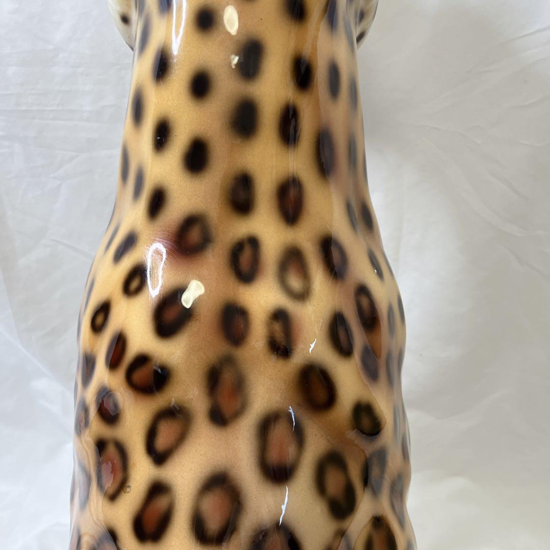 【希少良デザイン】最高級陶器　オブジェ　レオパード　骨董品　美術品　アニマル